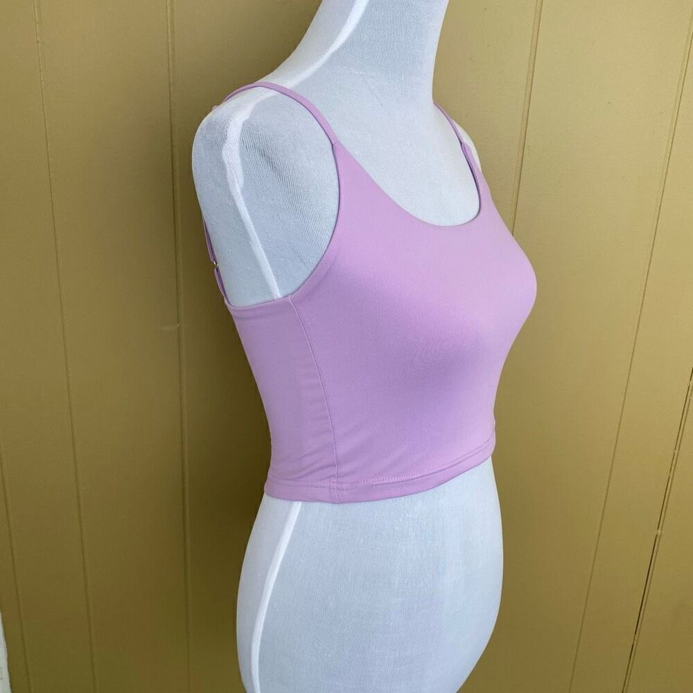 Reoria women S soft & smoothe adjustable spaghetti strap crop tank top purple - Picture 2 of 8